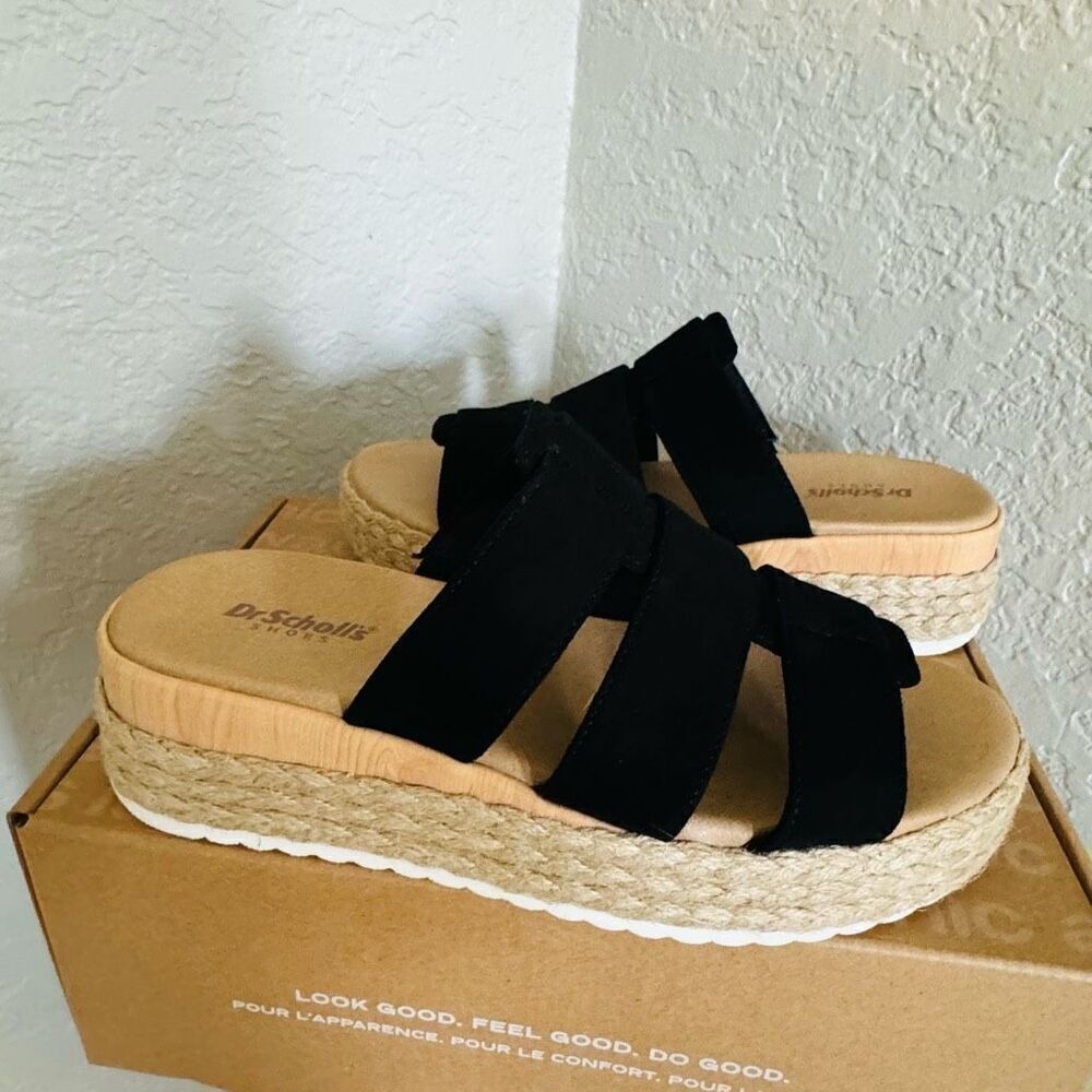 Dr. Scholl's Electric Platform Wedge‎ Sandal, Cushioned, Black/Tan, Size 9, NWT - Picture 16 of 16